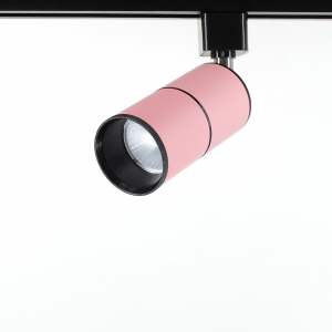 Светодиодный светильник трековый однофазный 10W, 220V, day white, розовый корпус