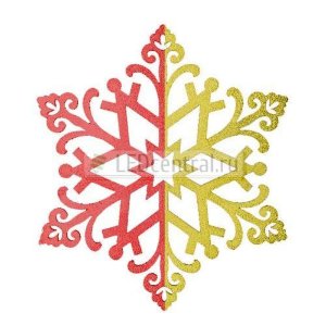 Елочная фигура "Снежинка сказочная" 40 см, цвет красный/золотой