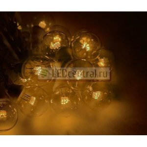 Готовый набор: Гирлянда "LED Galaxy Bulb String", 30 ламп, 10 м, в лампе 6 LED, цвет желтый, провод черный каучуковый, влагостойкая IP54