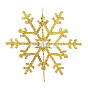 Елочная фигура "Снежинка резная 3D", 61 см, цвет золотой