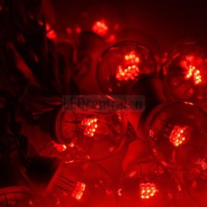 Готовый набор: Гирлянда "LED Galaxy Bulb String", 30 ламп, 10 м, в лампе 6 LED, цвет красный, провод черный каучуковый, влагостойкая IP54