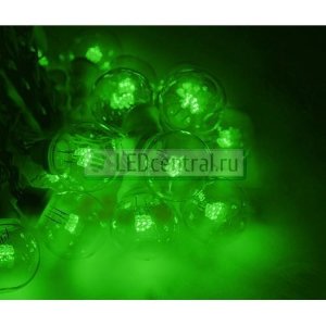 Готовый набор: Гирлянда "LED Galaxy Bulb String", 30 ламп, 10 м, в лампе 6 LED, цвет зеленый, провод черный каучуковый, влагостойкая IP54