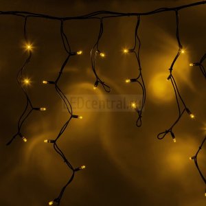 Гирлянда Айсикл (бахрома) светодиодный, 4,0х0,6м, черный провод "КАУЧУК", 220В, диоды желтые, LUX