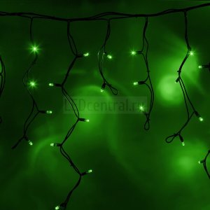 Гирлянда Айсикл (бахрома) светодиодный, 4,0 х 0,6 м, черный провод "КАУЧУК", 230 В, диоды зеленые, 128 LED