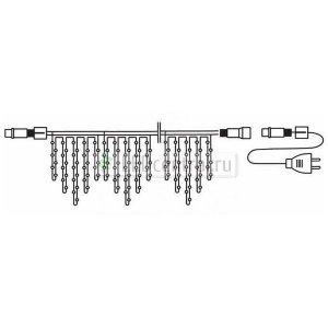 Гирлянда Айсикл (бахрома) светодиодный, 4,0х0,6м, черный провод "КАУЧУК", 220В, диоды белые, LUX
