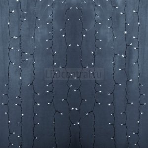 Гирлянда "Светодиодный Дождь" 2х9м, постоянное свечение, прозрачный провод, 220В, диоды БЕЛЫЕ, LUX