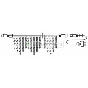 Гирлянда АЙСИКЛ (бахрома), 3,2х0,9м, черный провод "КАУЧУК" IP54, 120 прозрачных ламп LUX