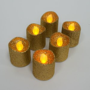 Набор декоративных свечей FL079 c янтарной LED подсветкой, 6 шт