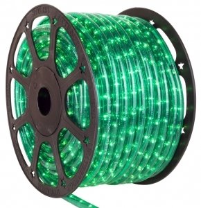 Дюралайт светодиодный, постоянное свечение(2W), зеленый, 220В, диаметр 13 мм, бухта 100м, LUX