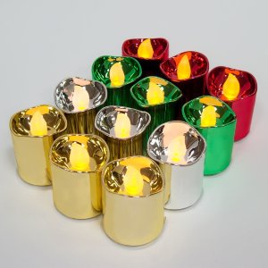 Набор декоративных свечей FL078 c теплой белой LED подсветкой, 12 шт
