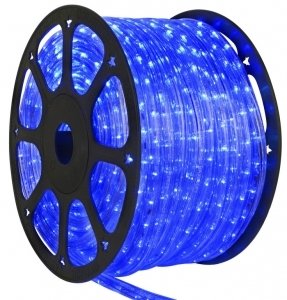 Дюралайт светодиодный, эффект мерцания(2W), синий, 220В, диаметр 13 мм, бухта 100м, LUX