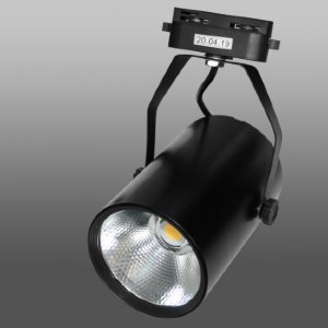 Трековый светодиодный светильник 135-136, 220V, 30W, однофазный, черный корпус