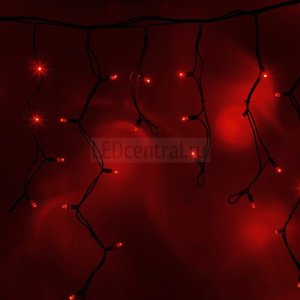 Гирлянда Айсикл (бахрома) светодиодный, 5,6х0,9м, черный провод "КАУЧУК", 220В, диоды красные, LUX