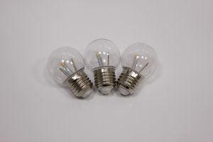 Лампа шар E27 BULB-6 SMD-240V-WW, G45, 6 SMD, прозр колба