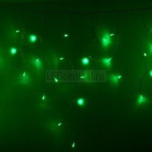 Гирлянда Айсикл (бахрома) светодиодный, 2,4 х 0,6 м, прозрачный провод, 230 В, диоды зелёные