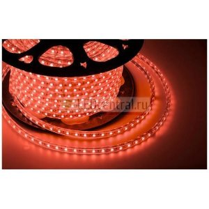 LED лента LUX, герметичная в силиконовой оболочке, 220V, 10*7 мм, IP65, SMD 3528, 60 диодов/метр, цвет светодиодов красный, бухта 100 метров