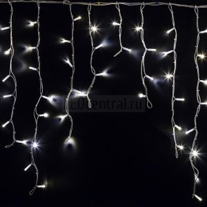 Гирлянда Айсикл (бахрома) светодиодный, 5,6 х 0,9 м, белый провод "КАУЧУК", 230 В, диоды белые, 240 LED