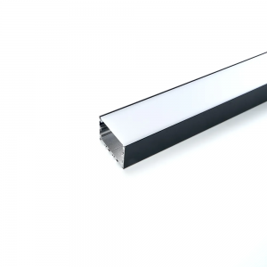 Профиль алюминиевый "Линии света" накладной, черный, CAB257 с матовым экраном, 2 заглушками, 4 крепежами в комплекте