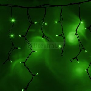 Гирлянда Айсикл (бахрома) светодиодный, 5,6 х 0,9 м, черный провод "КАУЧУК", 230 В, диоды зеленые, 240 LED