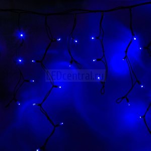 Гирлянда Айсикл (бахрома) светодиодный, 5,6 х 0,9 м, черный провод "КАУЧУК", 230 В, диоды синие, 240 LED