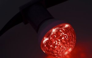Лампа шар E27 10 LED Ø50мм красная 24V