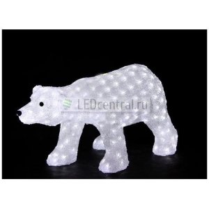 Акриловая светодиодная фигура "Белый медведь", 81х41х45 см, 270 светодиодов белого цвета, IP 44, понижающий трансформатор в комплекте, LUX