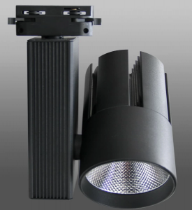 Трековый светодиодный светильник 40W, 3000K, однофазный, черный корпус