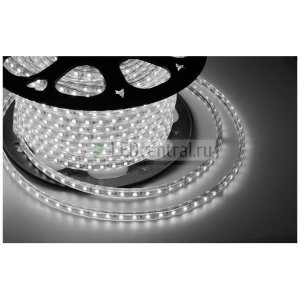 LED лента, герметичная в силиконовой оболочке, 220V, 10*7 мм, IP67, SMD 3528, 60 диодов/метр, цвет светодиодов белый, бухта 100 метров