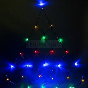 Гирлянда "Сеть" 2х2х1.5м, свечение с динамикой, черный ПВХ, 136 LED, 230 В, цвет: Мультиколор