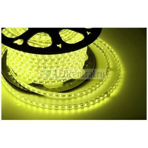 LED лента LUX, герметичная в силиконовой оболочке, 220V, 13*8 мм, IP65, SMD 5050, 60 диодов/метр, цвет светодиодов желтый, бухта 50 метров