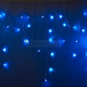 Гирлянда Айсикл (бахрома) светодиодный, 2,4 х 0,6 м, белый провод, 230 В, диоды синие, 76 LED