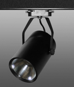 Трековый светодиодный светильник 30W, 6000K, однофазный, черный корпус