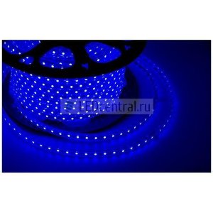 LED лента LUX, герметичная в силиконовой оболочке, 220V, 10*7 мм, IP65, SMD 3528, 60 диодов/метр, цвет светодиодов синий, бухта 100 метров